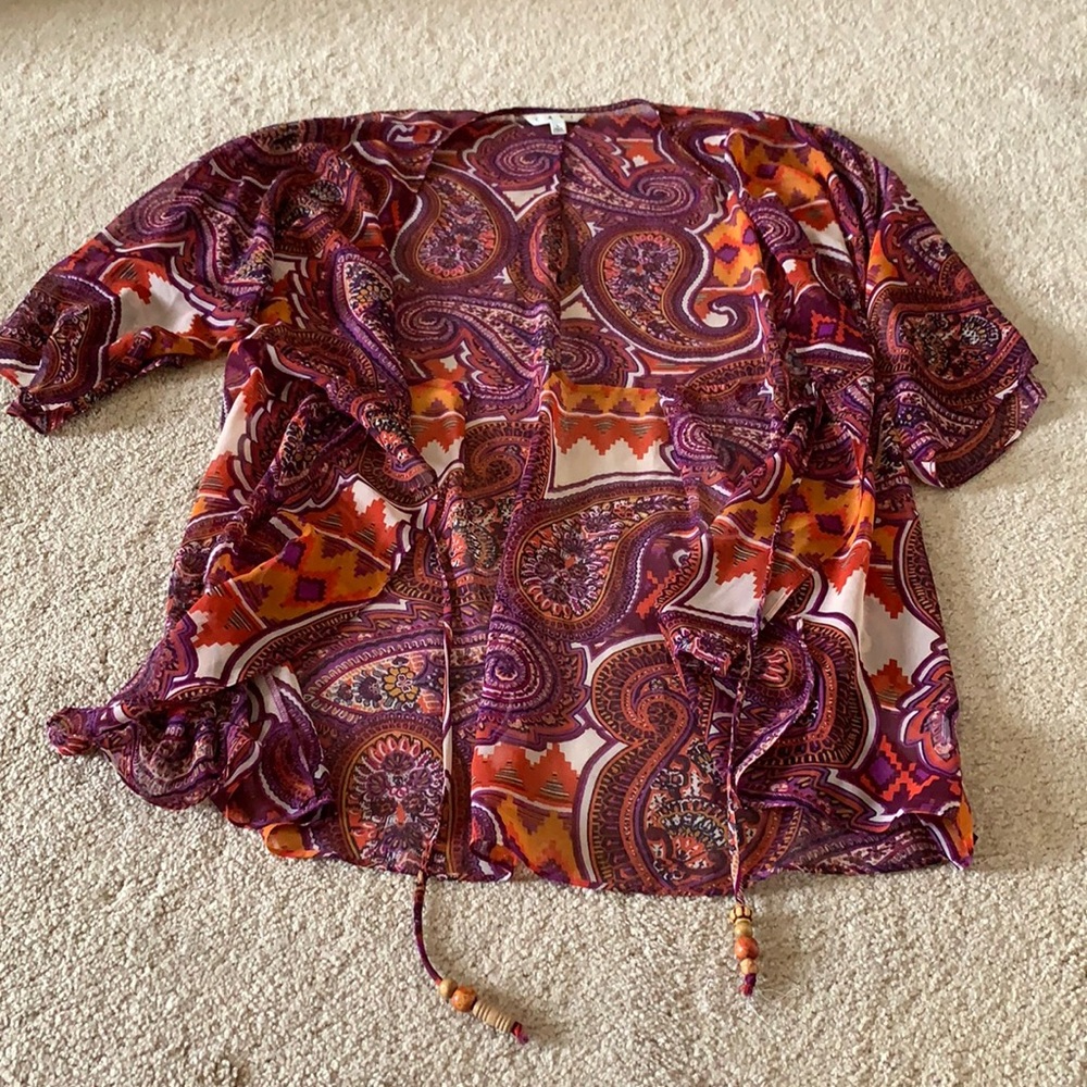 CAbi SHORT SLEEVE POLYESTER CARDIGAN-L